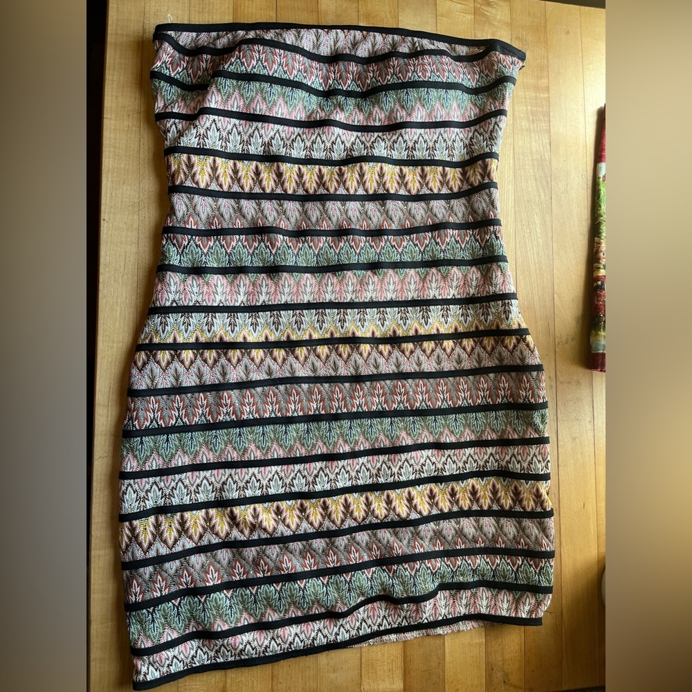 Strapless textured dress, forever 21, size medium, multicolored